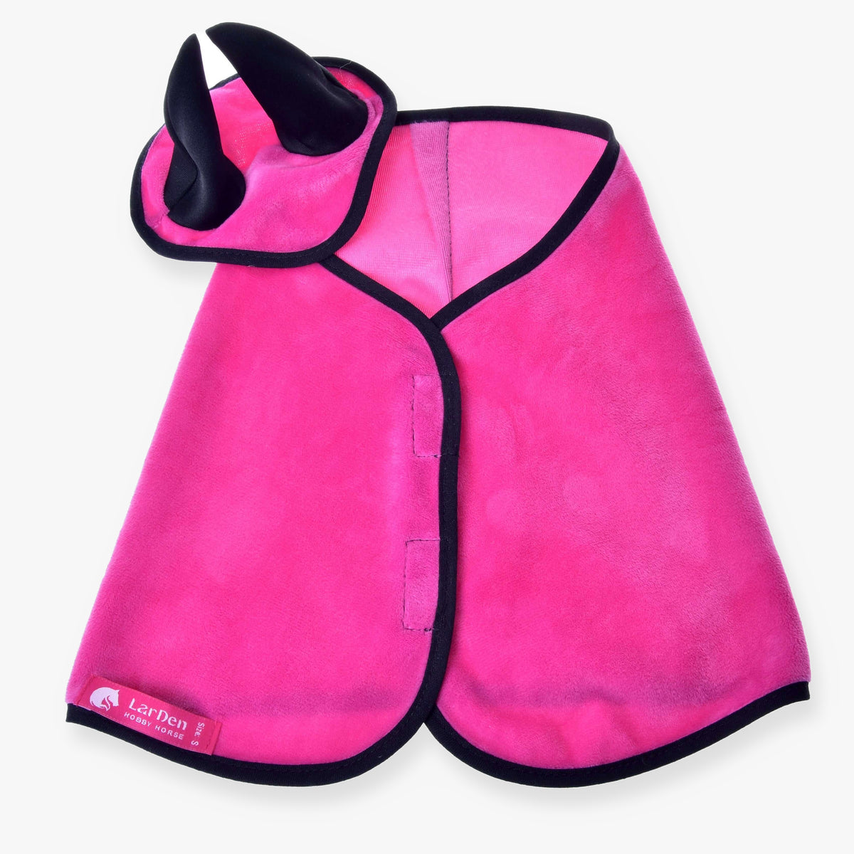 Hobby Horse Set Hot Pink (ear bonnet + blanket) by LarDen, soft velvety blanket and ear bonnet with black ears and trim