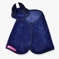 Hobby Horse Set Dark Blue (ear bonnet + blanket) by LarDen, soft velvety blanket and ear bonnet with black ears and trim