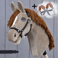 Hobby Horse Oliver with Black Halter + Fur Halter for FREE by LarDen, light brown with a brown mane, plus a grey fur halter