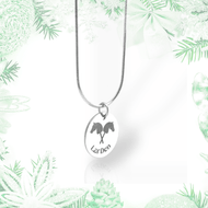 Necklace with Hobby Horse pendant made of surgical stainless steel, engraved with crossed horse heads and LarDen