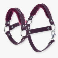 Hobby Horse Halter with fur - leatherette Burgundy by LarDen, burgundy halter with plush fur padding and silver rings