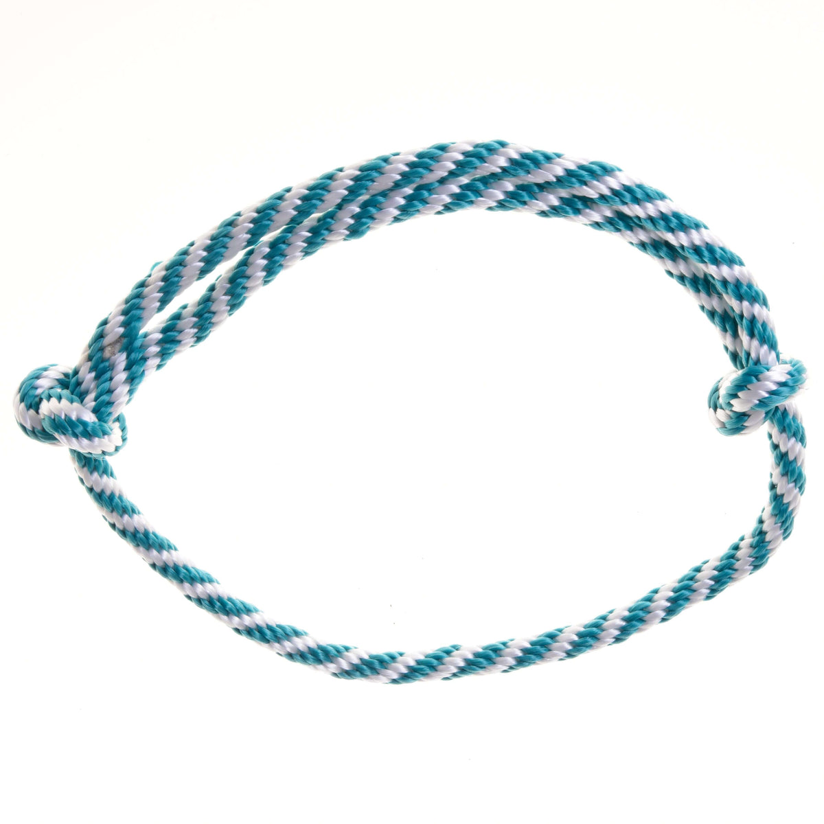 Turquoise and white twisted rope cordeo with two sliding knots, the neck ring from the Hobby Horse Set Start