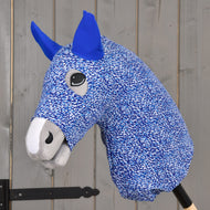 Hobby Horse protective suit See by LarDen in royal blue with a white and light blue dash print and bright blue ears