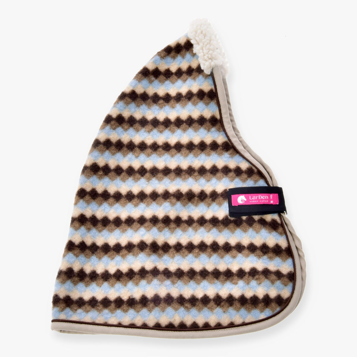 Hobby Horse stalltäcke Pastel Argyle från LarDen i fleece med rader av bruna, krämvita och ljusblå romber, krämvit krage