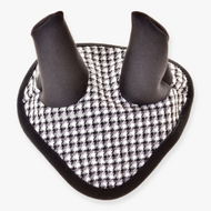 Hobby Horse Ear bonnet english black plaid by LarDen in black and white houndstooth with black ears and black trim