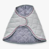 Hobby Horse Blanket Silver Eleganza by LarDen, silver grey quilted blanket with raspberry piping, shown open