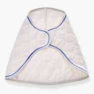 Hobby Horse Blanket Cream Pearl by LarDen, cream wave quilting with royal blue piping and light grey binding, laid flat