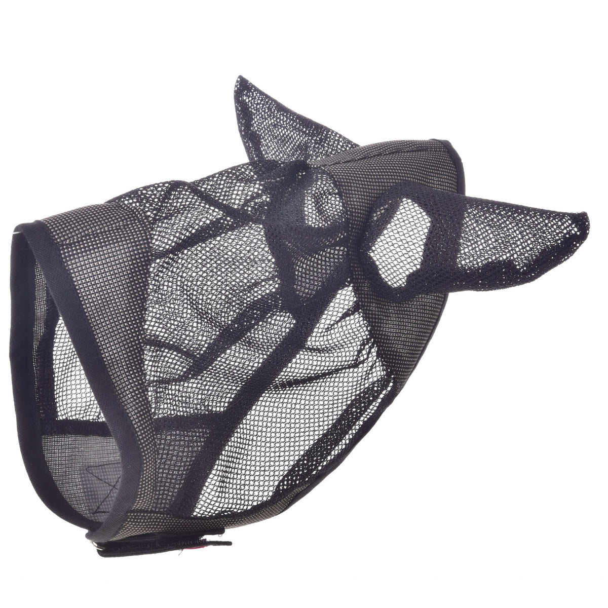 Hobby Horse flugmask De Luxe Grey vänd så att man ser insidan, fästremmen och öronskydden av nät