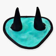 Hobby Horse Ear bonnet Mint by LarDen in mint green plush with black trim and two tall black ear covers