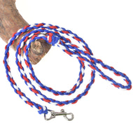 Hobby Horse grimskaft Flag CZ från LarDen, flätat grimskaft i blått, rött och vitt med handögla och karbinhake