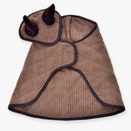 Hobby Horse Set Manchester Le Chocolate by LarDen, light brown corduroy blanket and ear bonnet with dark brown ears