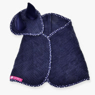Hobby Horse Set Manchester Blue Star by LarDen, navy corduroy blanket and ear bonnet with white star trim