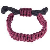 Hobby Horse Bracelet Maroon by LarDen, knotted maroon cord on a black adjustable band with a maroon sliding knot
