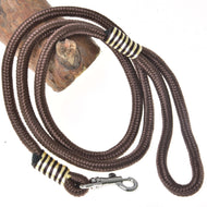 Hobby Horse rope stripe Vivaldi by LarDen, brown lead rope with cream and dark brown wraps and a silver snap hook