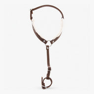 Hobby Horse Breastgirth with fur Walnut by LarDen in dark brown leatherette with cream fur lining and a silver centre ring