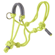 Lime green rope halter with a grey braided noseband and silver rings from the Hobby Horse Rope set Lime