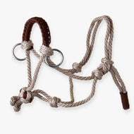 Repgrimma Nature för Hobby Horse från LarDen i beige rep med brun flätad nosrem och silverringar